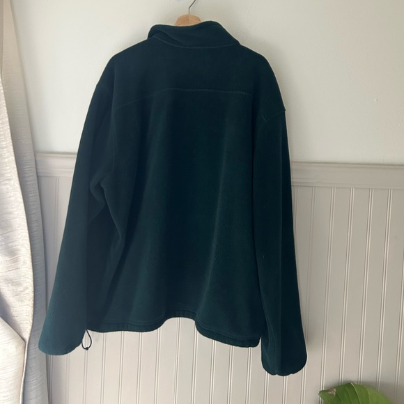 Vintage L.L. Bean Dark Green Full-Zip Fleece Jacket Zippered Chest Pocket - Picture 4 of 6